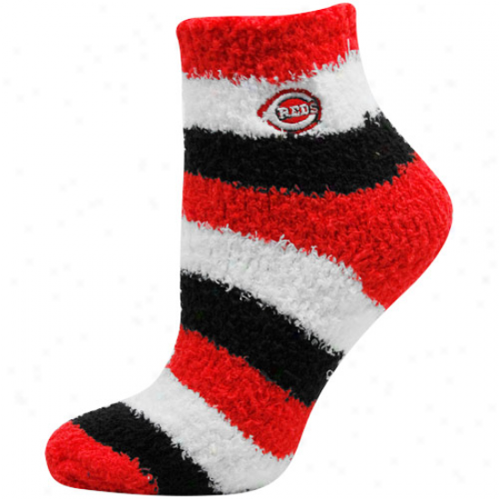 Cincinnati Reds Ladies Tri-color Fuzzy Sleep Socks