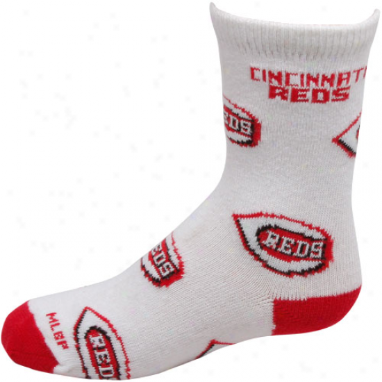 Cincinnati Reds Preschool Allover Crew Socks - White