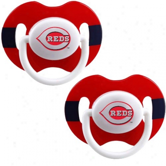 Cincinnati Reds Red-black Striped 2-pack Team Logo Pacifiers