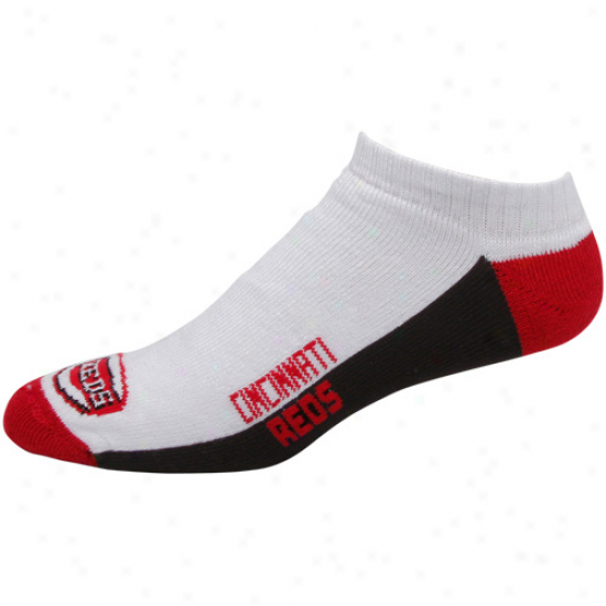 Cincinnati Reds White Color Block Ankle Socks