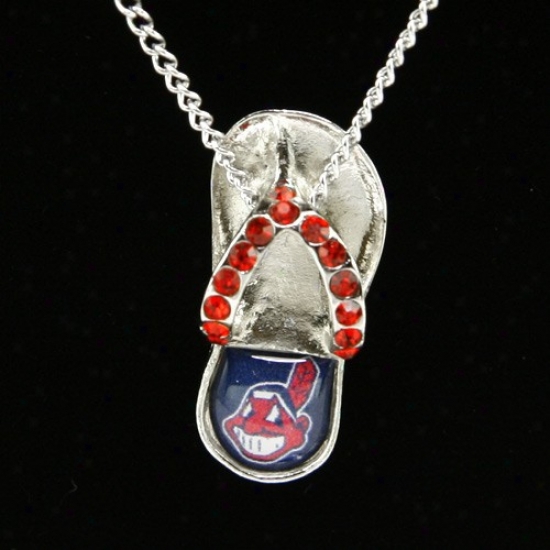 Cleveland Indians Crystal Flip Flop Necklace