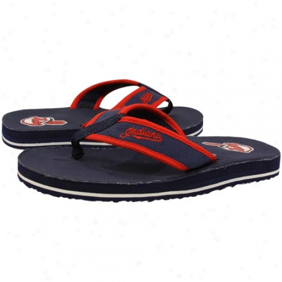 Clevelnd Indians Navy Blue Contoured Flip Flops