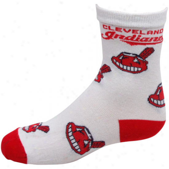 Cleveland Indians Preschool Allover Crew Socks - White