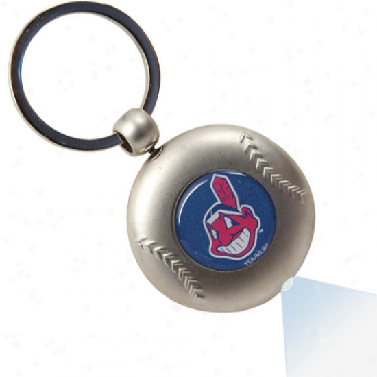 Cleveland Indians Silver Baseball Flashlight Keychain