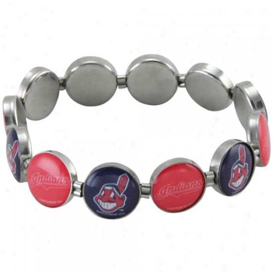 Ckeveland Indians Team Logo Charm Beaded Bracelet