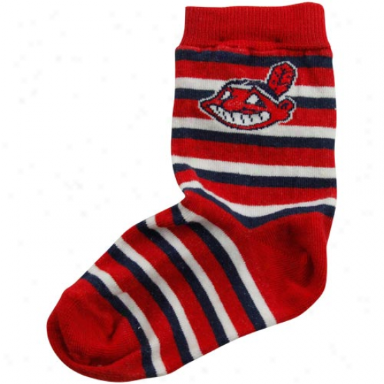 Cleveland Indias Toddler Sport Stripe Socks - Red/navy Blue