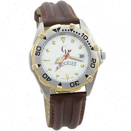 Colorado Rockiws All-star Watch W/brown Leather Band