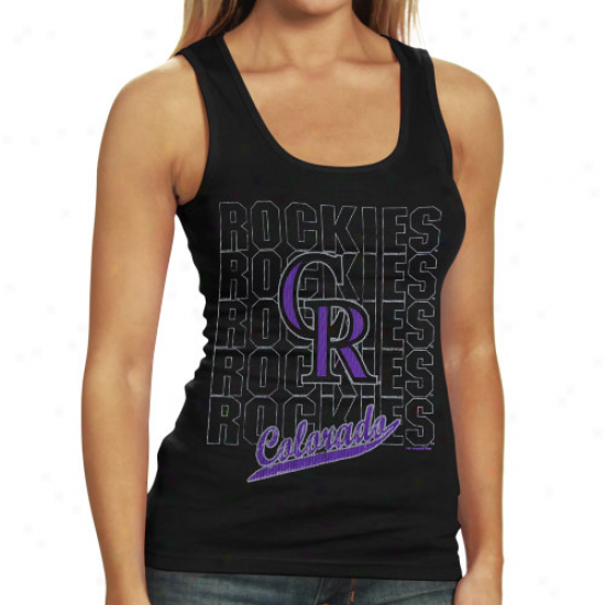 Colorado Rockies Ladies Black Repeater Tank Top