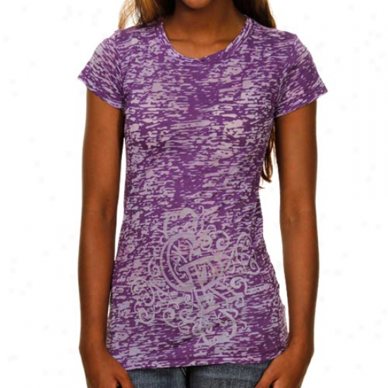 Colorado Rockies Ladies Scroll Burnout Premium Crew T-shirt - Purple