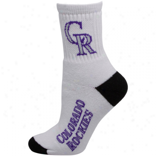 Colorado Rockies Ladies White-black Dual-color Team Logo Crew Socks