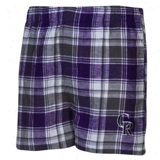 Colorado Rockies Purple-gray Plaid Legend Flannel Boxer Shorts