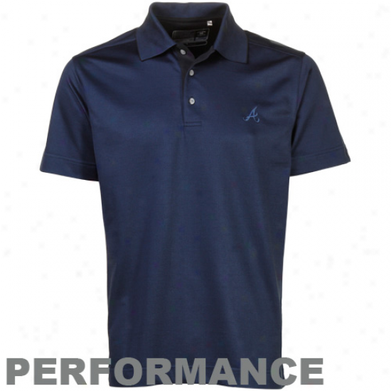 Cutter & Male  Atlanta Braves Navy Blue Nano Luxe Carter Perf0rmance Polo