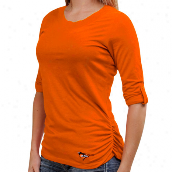 Cutter & Buck Baltimore Orioles Ladies Fellowship Three-quarter Sleeve Premoum T-shirt - Orange
