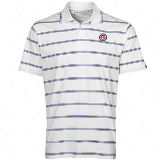 Cutter & uBck Chicago Cubs White Griffin Laurel-crown Striped Polo