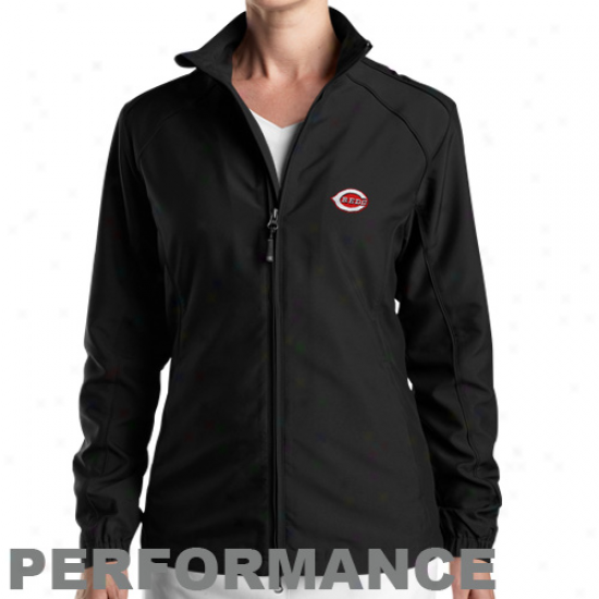 Cutter & Buck Cincinnati Reds Ladies Black Full Zip Performance Windshirt