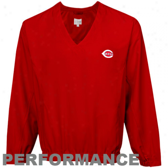 Cutter & Buck Cincinnati Reds Red Shrewd Perofrmance Pullover Windshirt