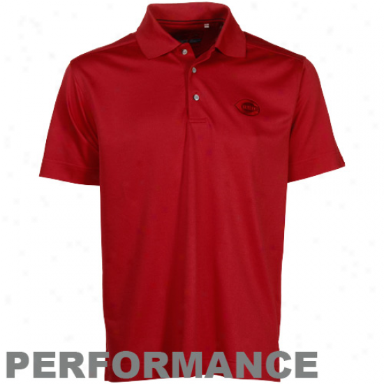 Cutter & Buck Cincinnati Reds Red Nano Luxe Carter Performance Polo