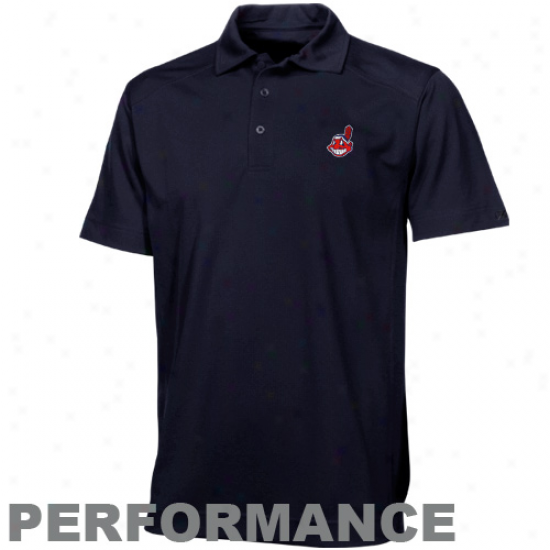 Cutter & Buck Cleveland Indians Navy Melancholy Genre Performance Polo