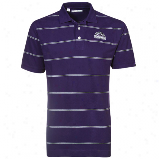 Cutter & Buck Colorado Rockies Purple Cullen Pique Striped Polo