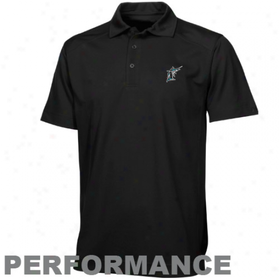 Cutter & Buck Florida Marlins Black Genre Performance Polo