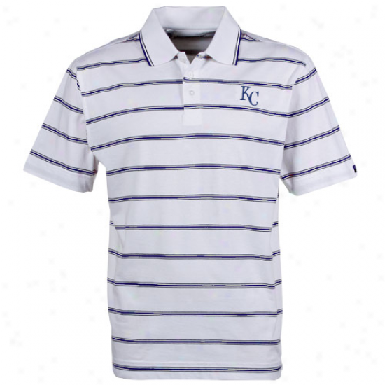 Cutter & Buck Kansas City Royals White Griffin Bay Striped Polo