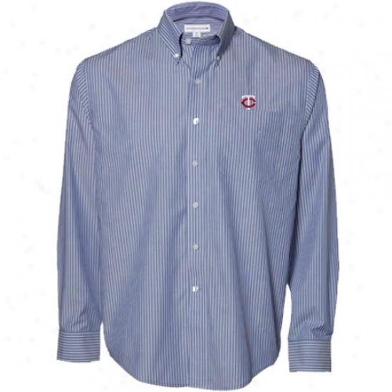 Cutter & Male  Minnesota Twins Light Blue Epic Pinstripe Long SleeveD rss Shirt