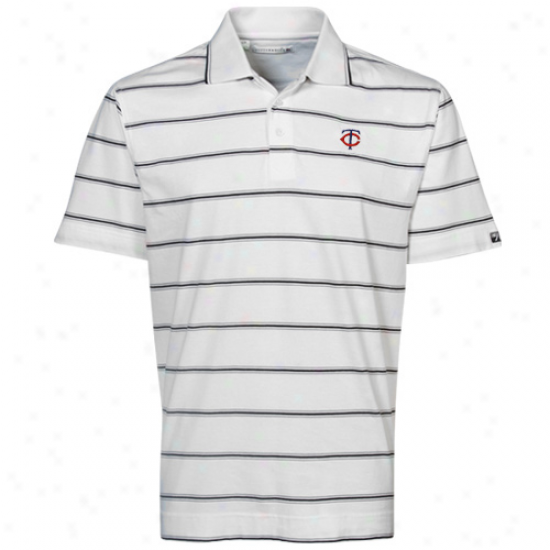 Cutter & Buck Minnesota Twins White Griffin Bay Striped Polo