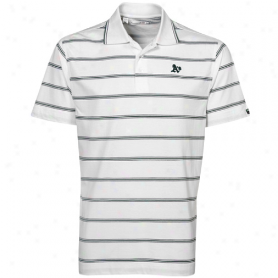 Cutter & BuckO akland Athletics White Griffin Bay Striped Polo