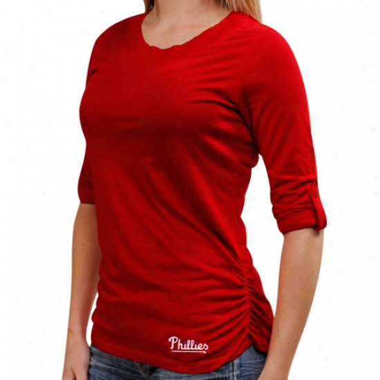 Cutter & Buck Philadelphia Phillies Ladies Fellowship Three-quarter Sleeve Rate above par T-shirt - Red