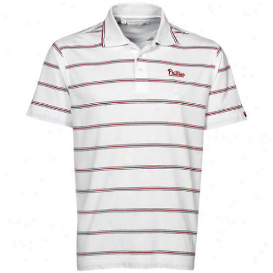 Cutter & Buck Philadelphia Philloes White Griffin Bay Striped Polo