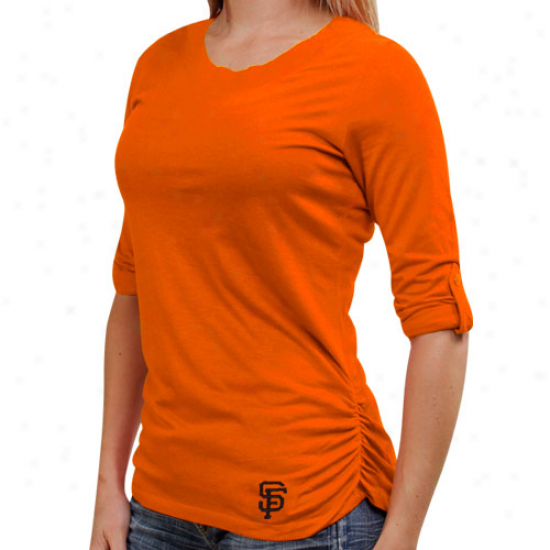 Cutter & Buck San Francisco Giants Ladies Fellowship Three-quarter Sleeve Preimum T-shirr - Orange