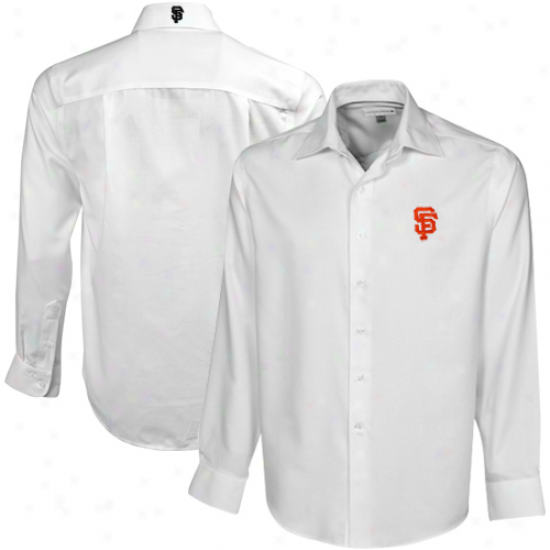 Cutter & Buck San Francisco Giants White Epic Easy Care Dobby Long Sleeve Button Down Shirt