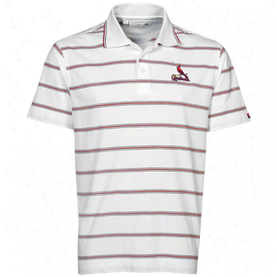 Cutter & Buck St. Louis Cardinals White Griffin Bight Striped Polo