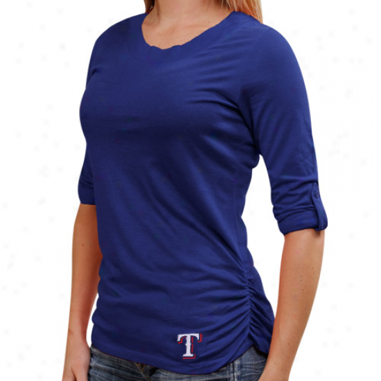 Cutter & Buck Texas Rangers Ladies Fellowship Three-quarter Sleeve Premium T-shirt - Royal Blue