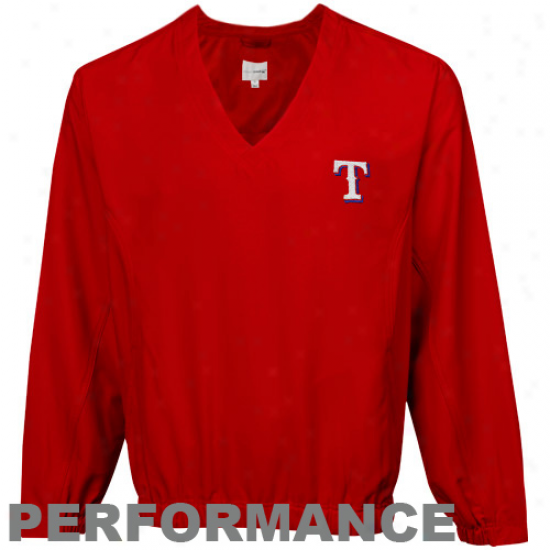 Cutter & Buck Texas Rangers Red Astute Performance Pullover Windshirt