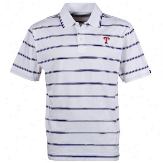 Cutter & Buck Texas Rangers White Griffin Bay Striped Polo