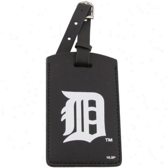 Detroit Tigers Black Leather Printed Logo Bag Tag