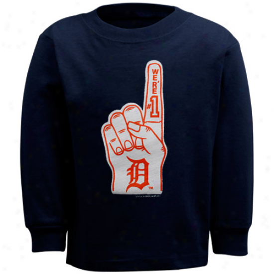 Detroit Tigers Infant Foam Finger Long Sleeve T-shirt - Navy Blue