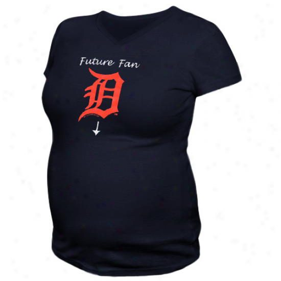 Detroit Tiger sLadies Future Fan Maternity V-nck T-shirt - Navy