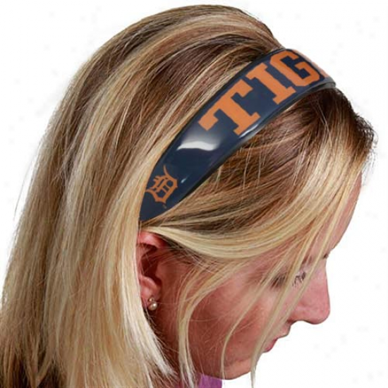 Detroit Tigers Ladies Navy Blue Large Domed Headband