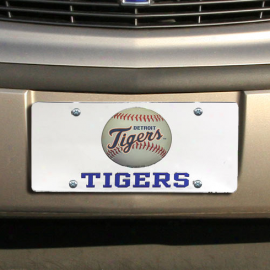 Detroit Tigers Mirrored Baseball License Plate