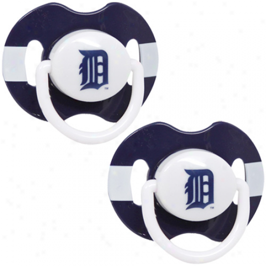 Detroit Tigers Navy Blue-white Striped 2-pack Teaam Logo Pacifiers