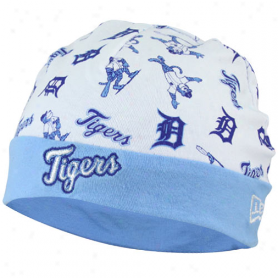 Detroit Tigers Newborn White-blue Reversible Knit Beanie