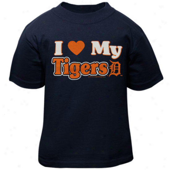 Detroit Tigers Toddler I Heart My Team T-shirt - Navy Blue