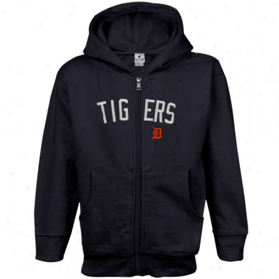 Detroit Tigers Toddler Nsvy Blue Big Cap Full Zip Hoodie Sweatshirt