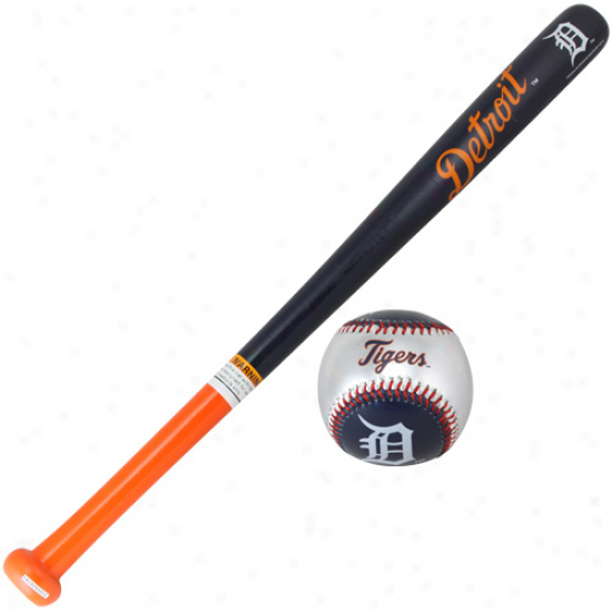 Detroit Tiggers Wood Bat & Soft Strike Baseball Set