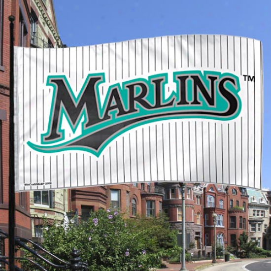 Florida Marlins 3' X 5' White-pinstrie Flag