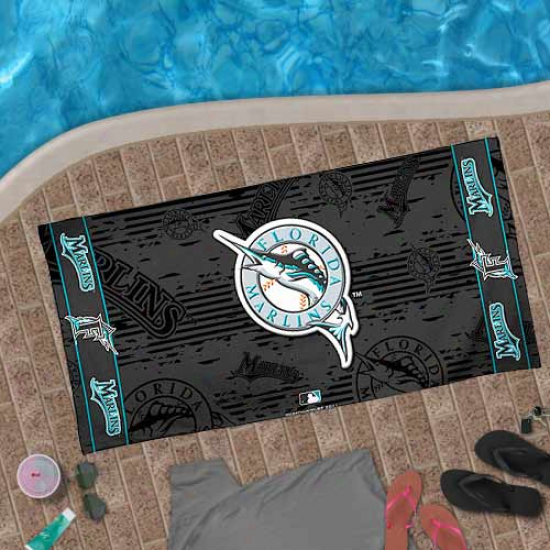 Florida Marlins 30'' X 60'' Black Beach Towel