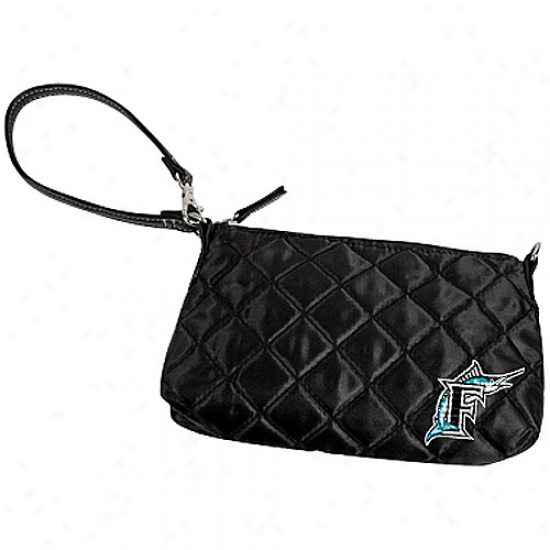 Florida Marlins Black Quilted Wristlet Purse