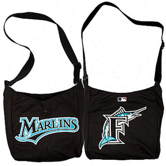 Florida Marlins Ladies Black Veteran Jersey Tote Bag